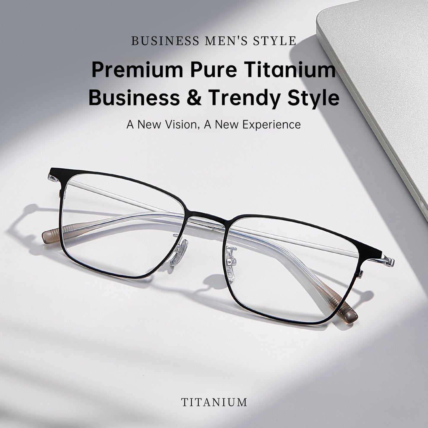 Entangled Liquid Titanium Eyeglass Frame for Men – Square Business Style