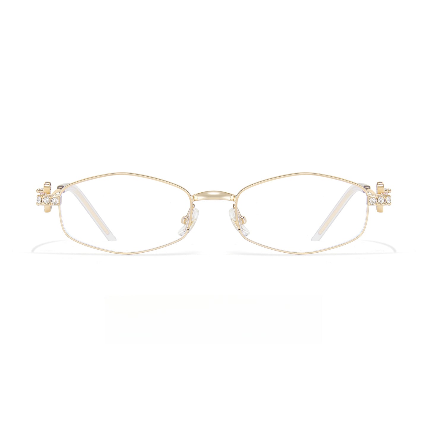 Fracto Flux Geometric Metal Eyeglass Frame for Women – Rhinestone Design