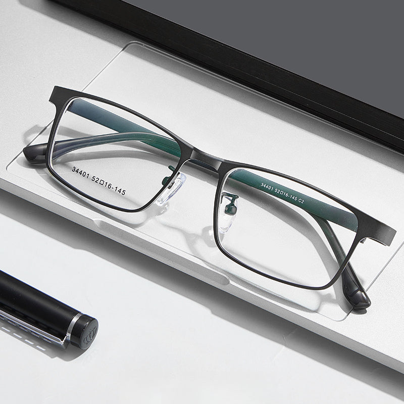 Entangled Small Square Metal Glasses Frame with Plastic Steel Temples