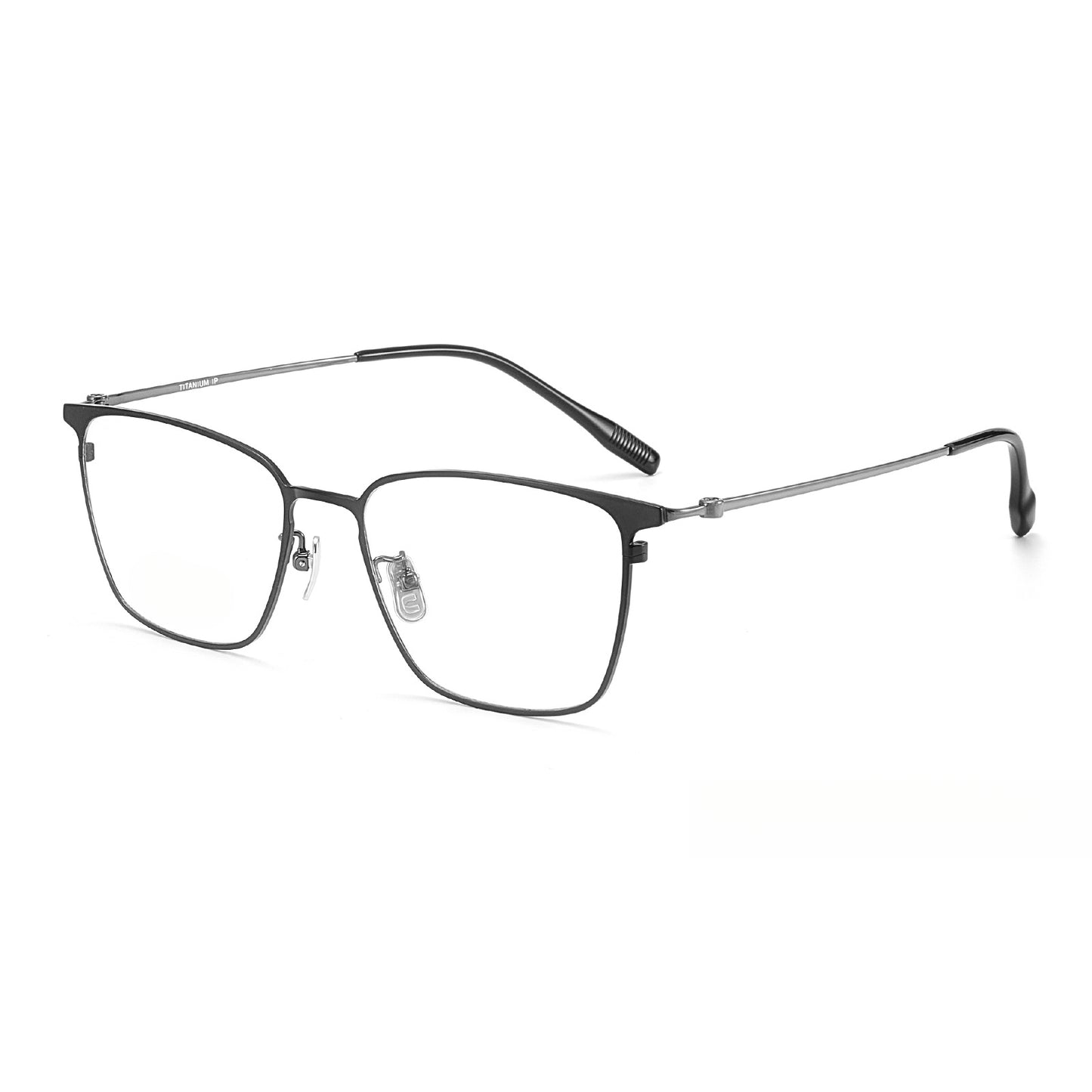 Entangled Liquid Titanium Square Glasses Frame with Memory Temples