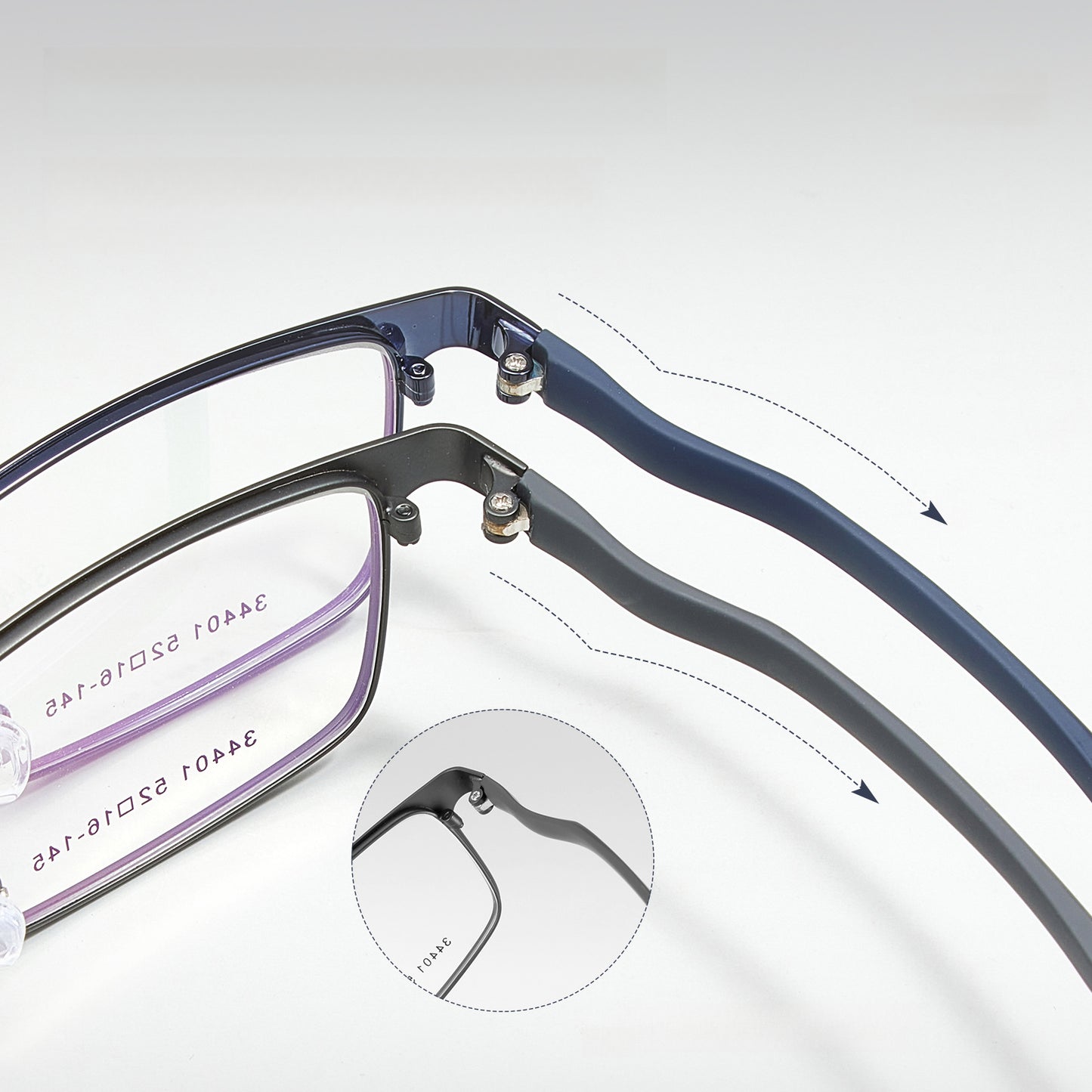 Entangled Small Square Metal Glasses Frame with Plastic Steel Temples