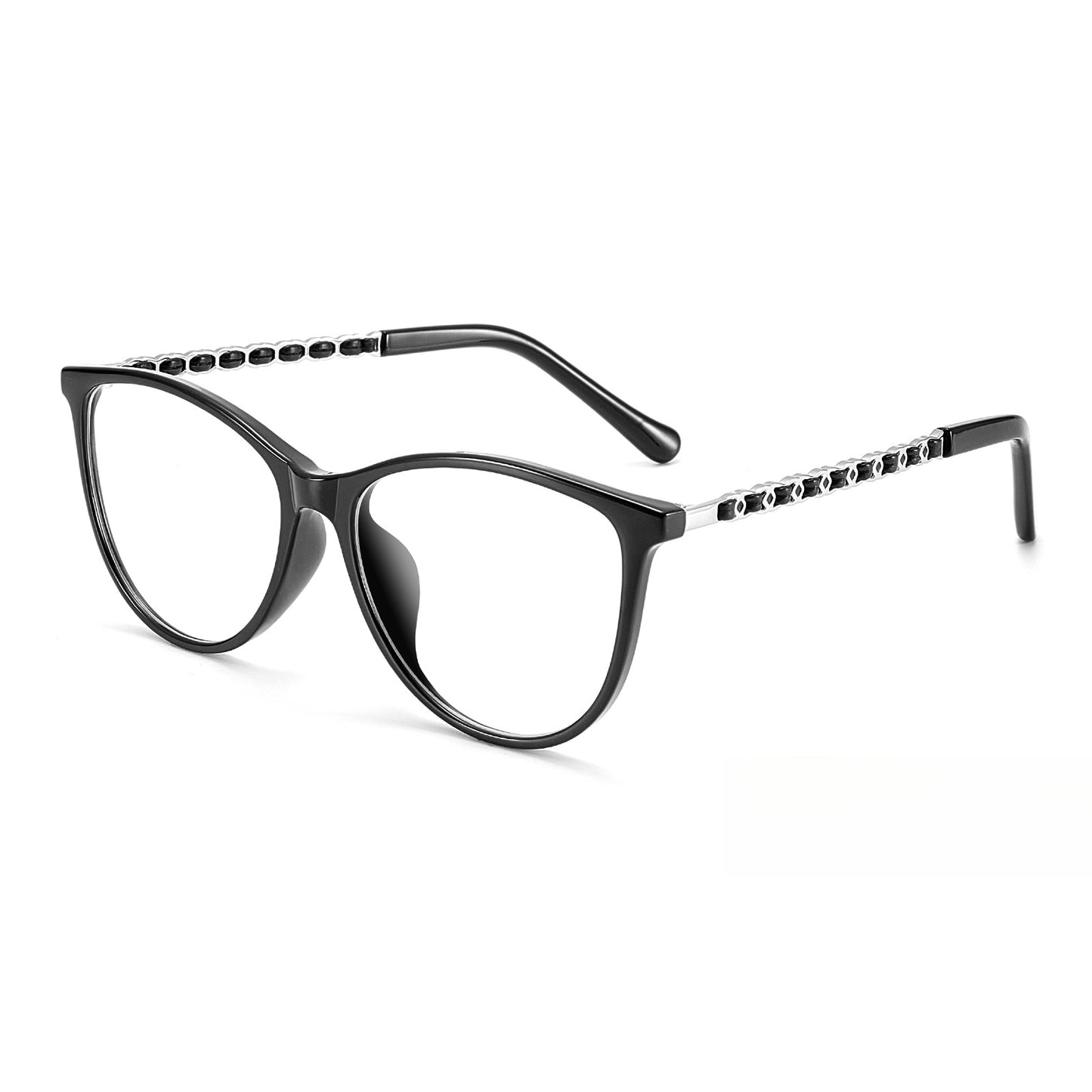 Bio Morph Cat Eye Eyeglass Frame for Women – Woven Temples, Face Slimming