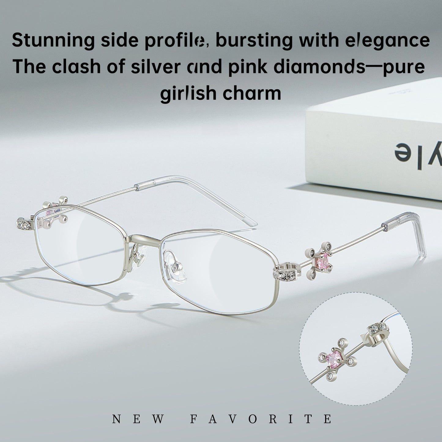 Fracto Flux Geometric Metal Eyeglass Frame for Women – Rhinestone Design