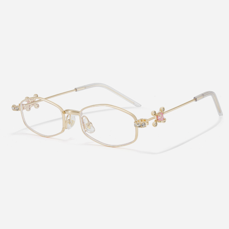 Fracto Flux Geometric Metal Eyeglass Frame for Women – Rhinestone Design
