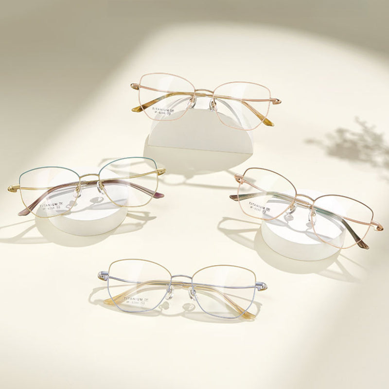 Fracto Flux  Geometric Retro Titanium Eyeglass Frame for Women – Face Slimming