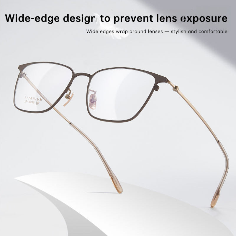 Entangled Liquid Titanium Square Glasses Frame with Memory Temples
