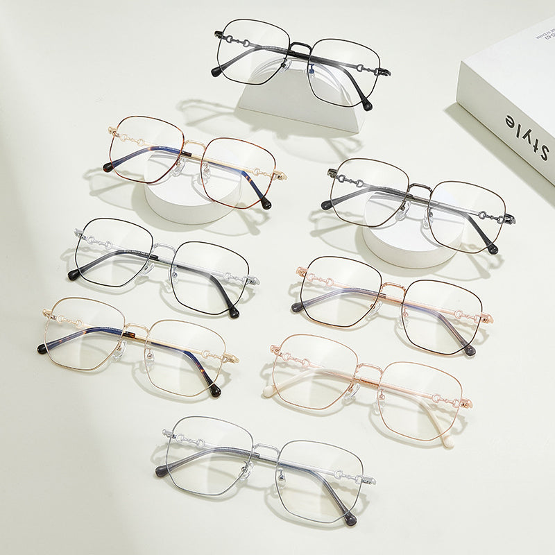 Zero Trust Retro Metal Eyeglass Frame – Large Rim Prescription Glasses for Men and Women