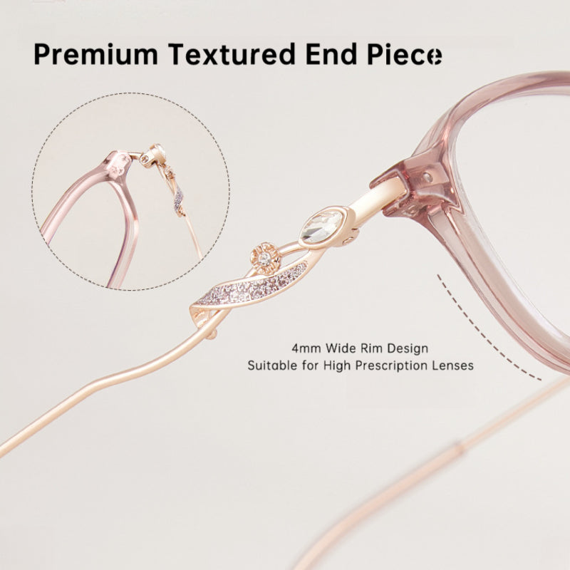 Bio Morph Fashion TR Metal Eyeglass Frame for Women – 4mm Wide Rim, Prescription Ready