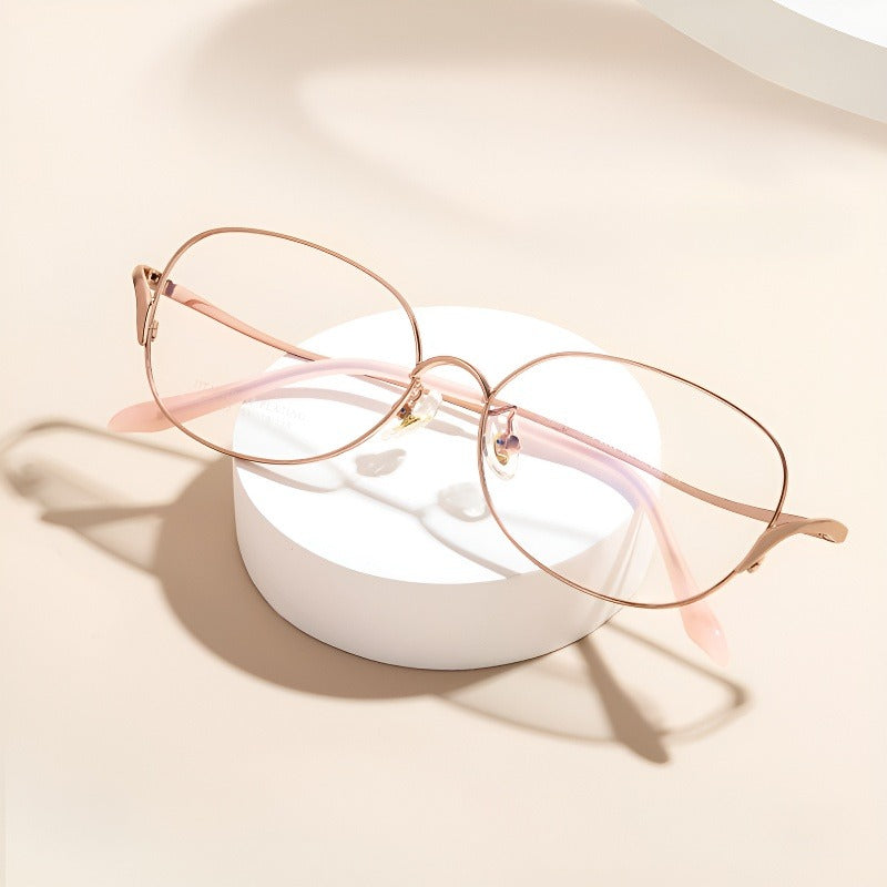 Laminar Arc Oval Full-Rim Fashion Elegant Glasses