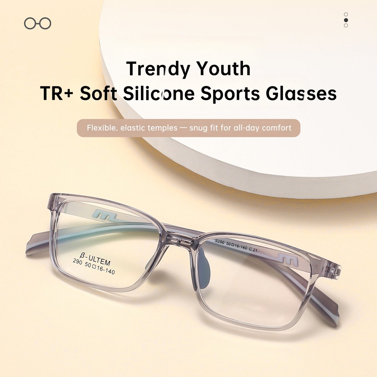 Book Light Youth TR Sports Glasses Frame – Soft Silicone Nose Pads, Stylish & Prescription Ready