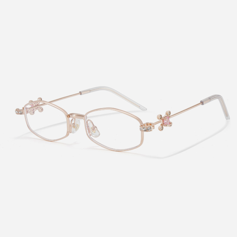 Fracto Flux Geometric Metal Eyeglass Frame for Women – Rhinestone Design