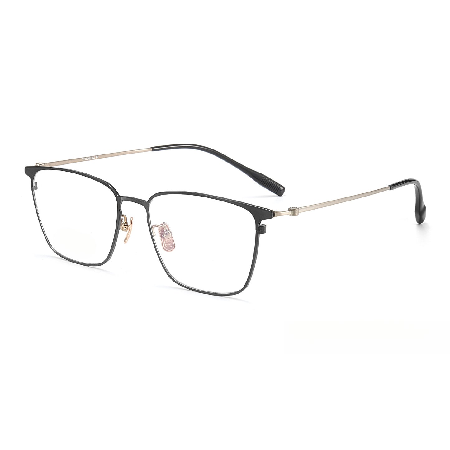 Entangled Liquid Titanium Square Glasses Frame with Memory Temples