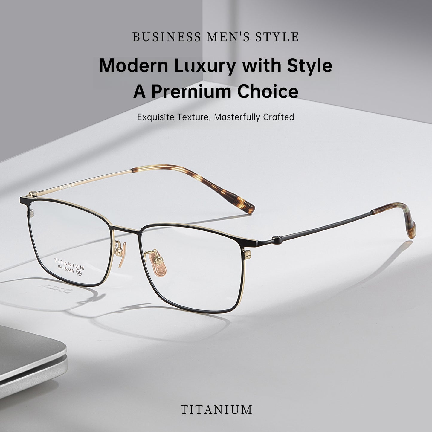 Entangled Luxury Titanium Square Business Glasses Frame