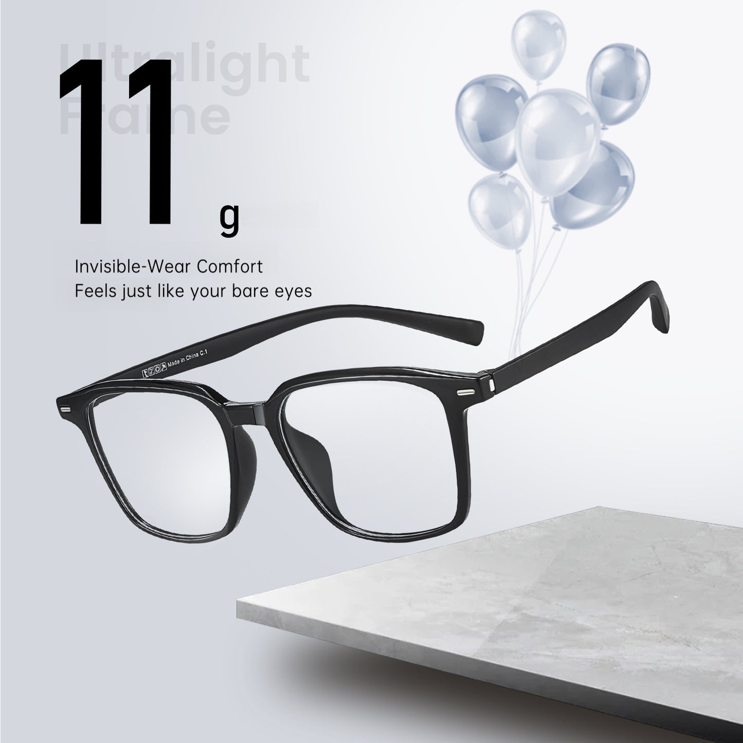 Zero Trust Korean Style Lightweight Eyeglass Frame – Unisex EMS Temples
