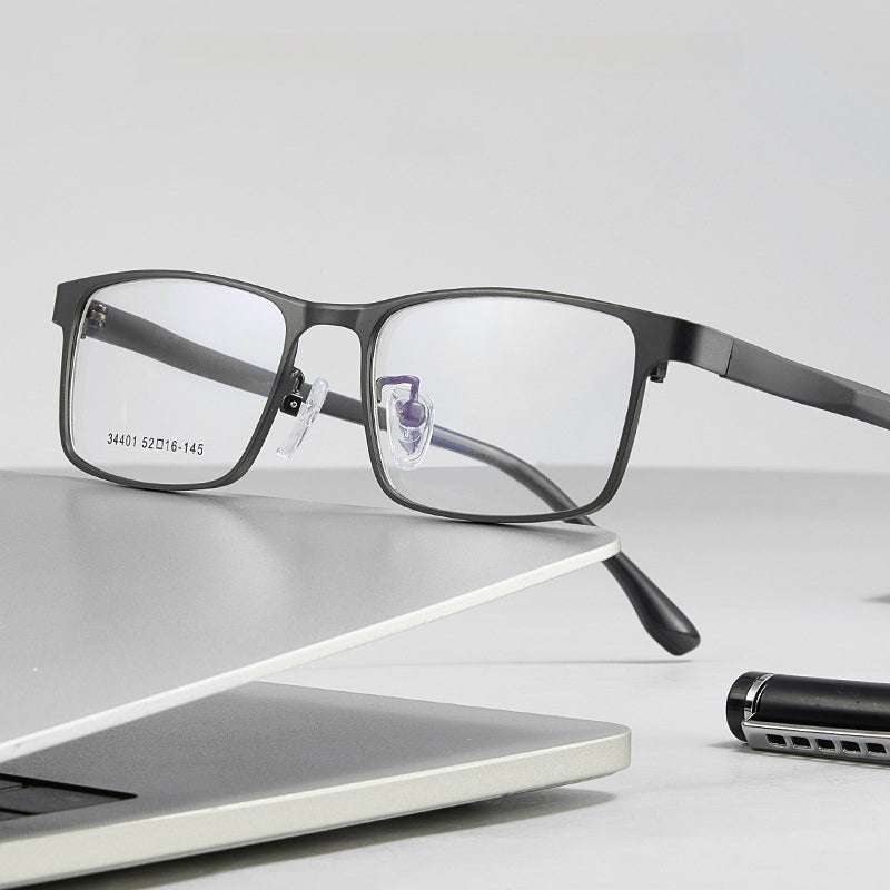 Entangled Small Square Metal Glasses Frame with Plastic Steel Temples