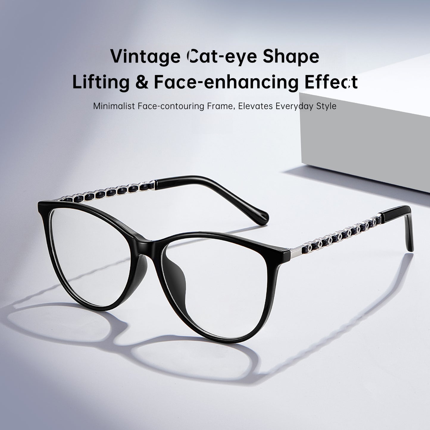 Bio Morph Cat Eye Eyeglass Frame for Women – Woven Temples, Face Slimming