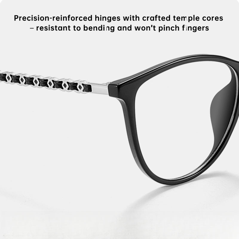 Bio Morph Cat Eye Eyeglass Frame for Women – Woven Temples, Face Slimming