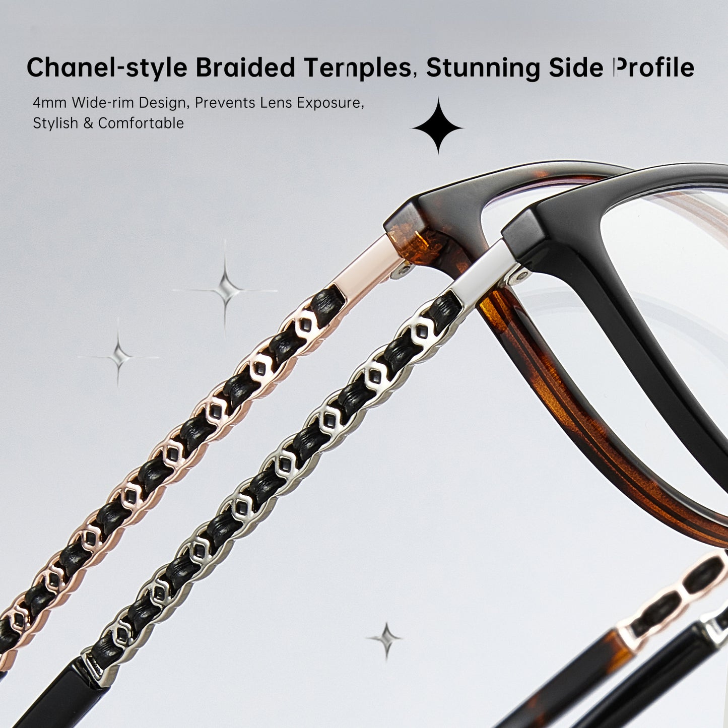 Bio Morph Cat Eye Eyeglass Frame for Women – Woven Temples, Face Slimming