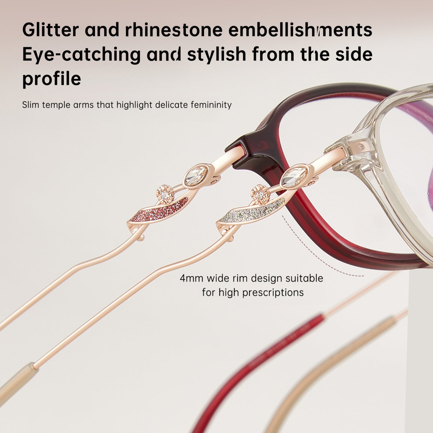 Bio Morph Fashion TR Metal Eyeglass Frame for Women – 4mm Wide Rim, Prescription Ready