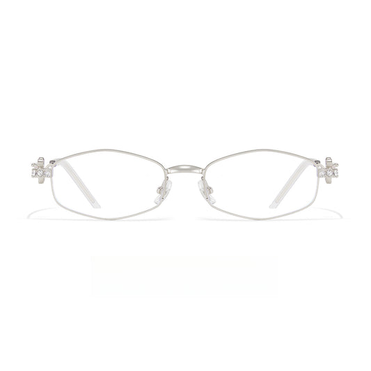 Fracto Flux Geometric Metal Eyeglass Frame for Women – Rhinestone Design