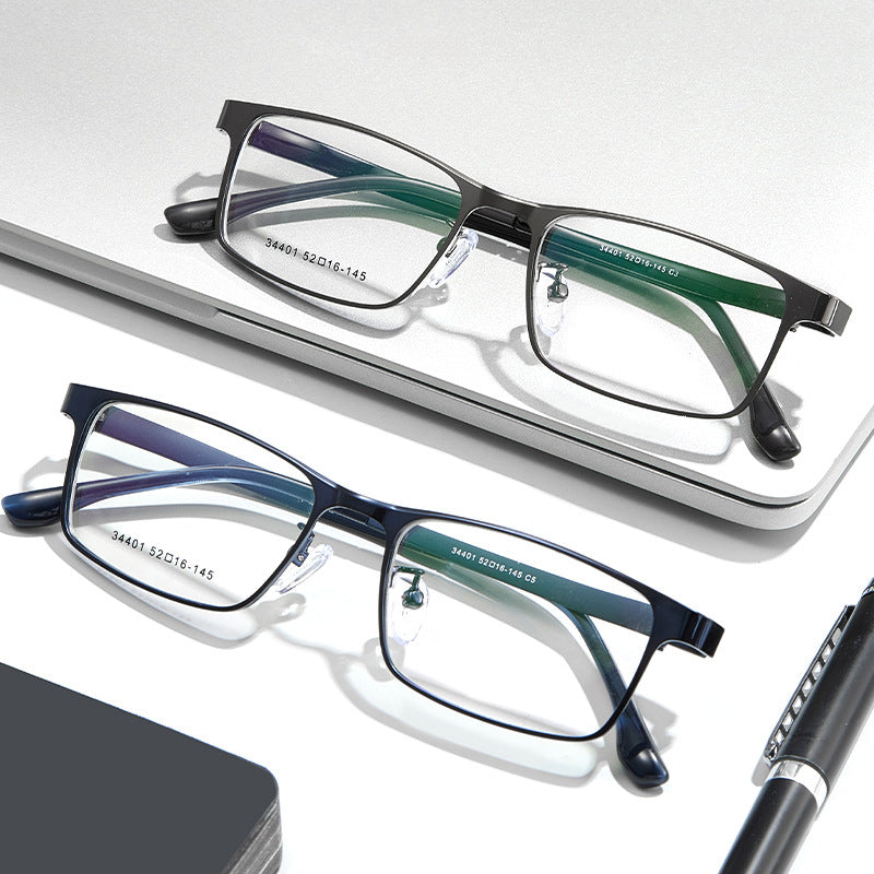 Entangled Small Square Metal Glasses Frame with Plastic Steel Temples