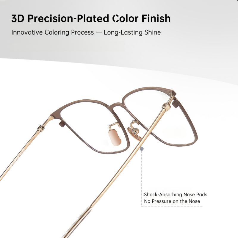 Entangled Liquid Titanium Square Glasses Frame with Memory Temples