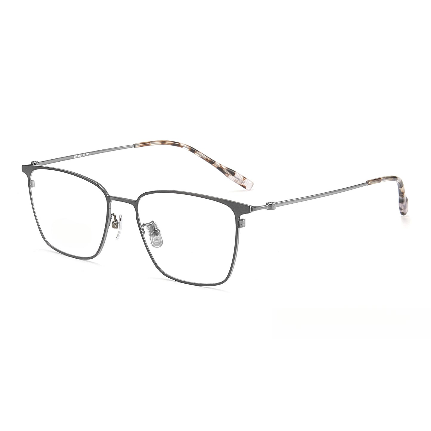Entangled Liquid Titanium Square Glasses Frame with Memory Temples