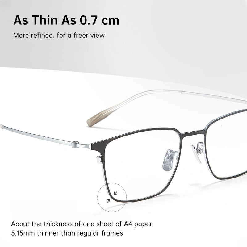 Entangled Liquid Titanium Eyeglass Frame for Men – Square Business Style