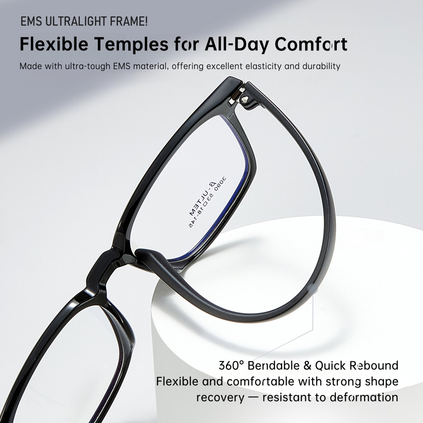 Zero Trust Korean Style Lightweight Eyeglass Frame – Unisex EMS Temples
