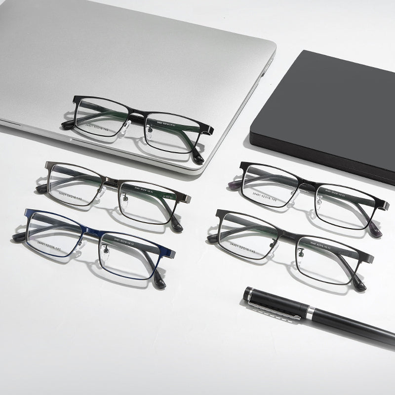 Entangled Small Square Metal Glasses Frame with Plastic Steel Temples