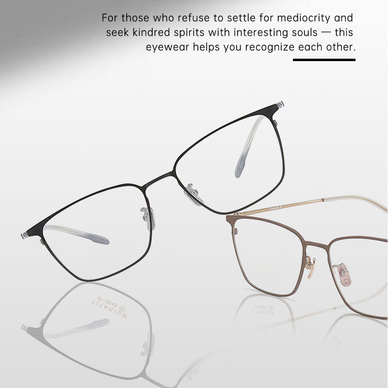 Entangled Liquid Titanium Square Glasses Frame with Memory Temples