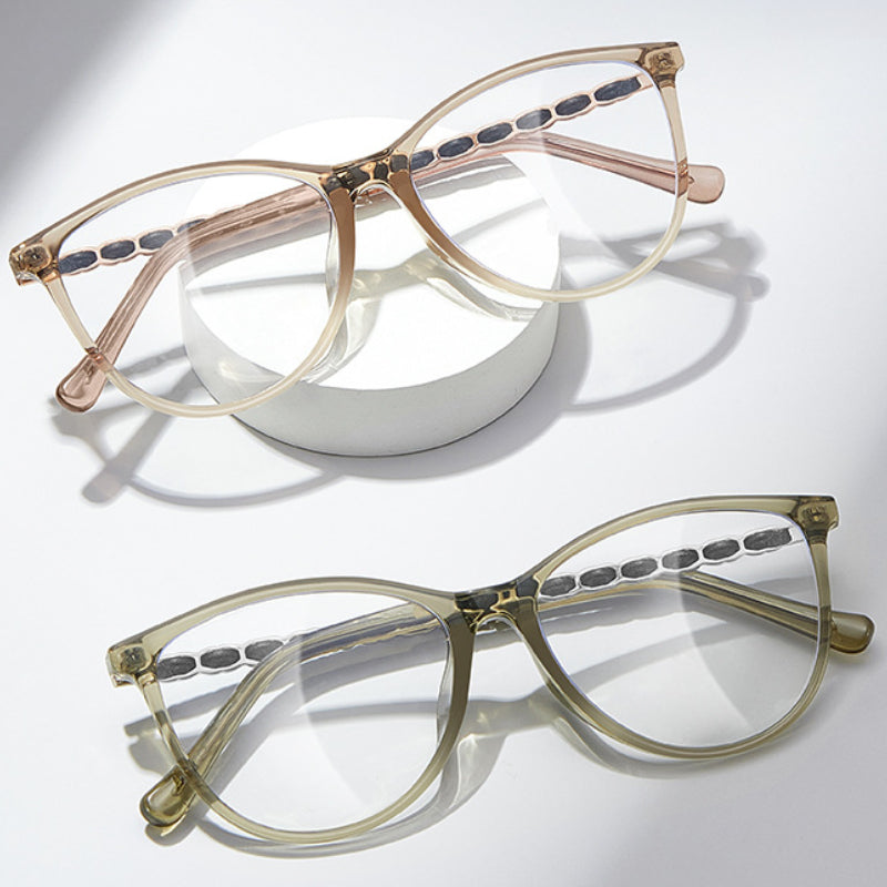 Bio Morph Cat Eye Eyeglass Frame for Women – Woven Temples, Face Slimming