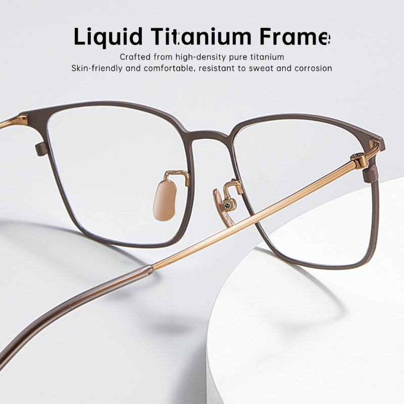 Entangled Liquid Titanium Eyeglass Frame for Men – Square Business Style
