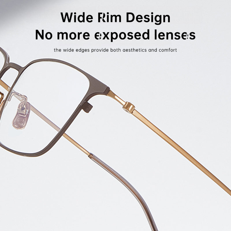 Entangled Liquid Titanium Eyeglass Frame for Men – Square Business Style