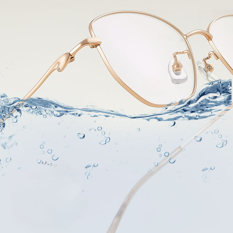 Fracto Flux  Geometric Retro Titanium Eyeglass Frame for Women – Face Slimming