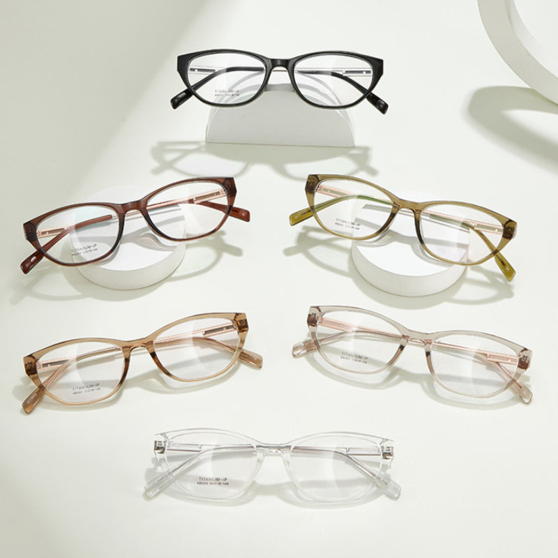 Arachne Curve Cat Eye TR90 Glasses Frame – Ultra-Light Unisex Student Style with Titanium Temples