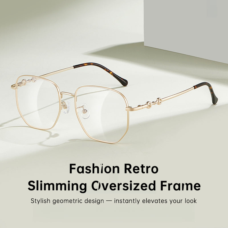 Zero Trust Retro Metal Eyeglass Frame – Large Rim Prescription Glasses for Men and Women