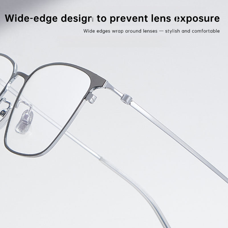 Entangled Liquid Titanium Square Glasses Frame with Memory Temples