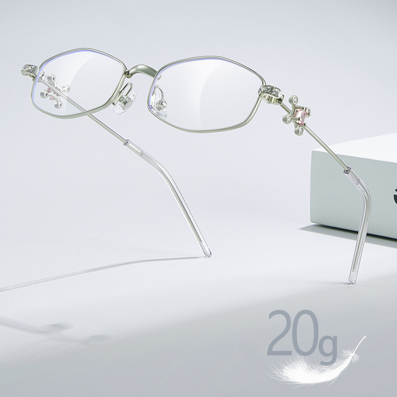 Fracto Flux Geometric Metal Eyeglass Frame for Women – Rhinestone Design