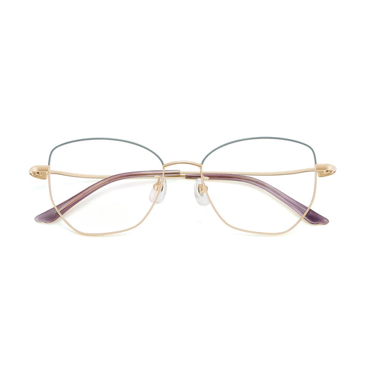Fracto Flux  Geometric Retro Titanium Eyeglass Frame for Women – Face Slimming